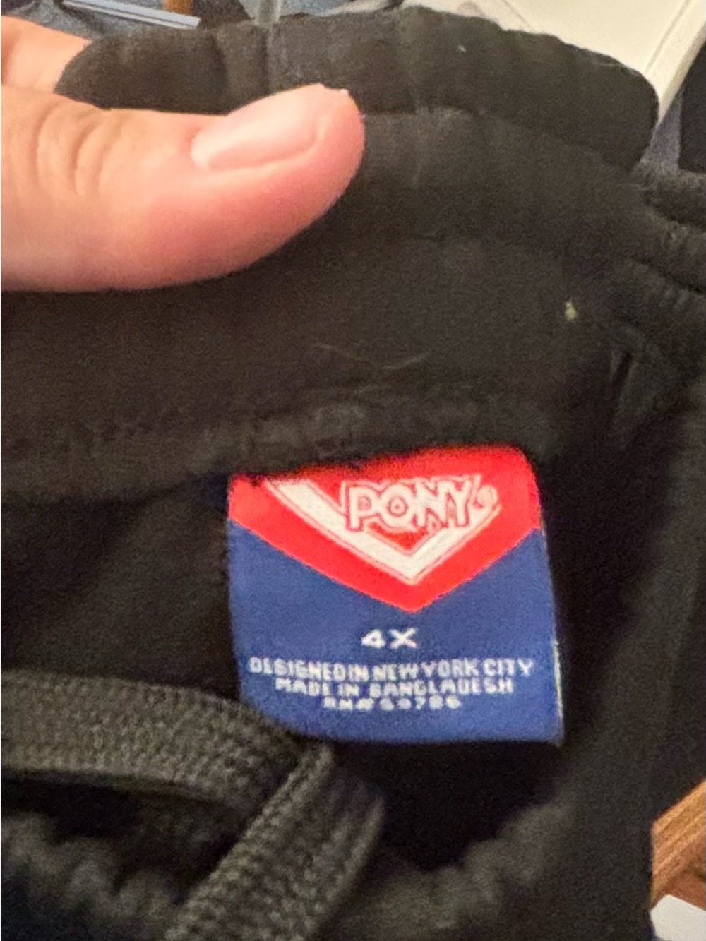 Pony Black Sweatpants with Red & Blue Logo Patch